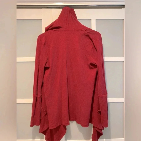 Chico’s Zenergy Cotton Spandex Hooded Cardigan Waffle Ribbed Pattern Sz 4-6 EUC - Picture 4 of 9